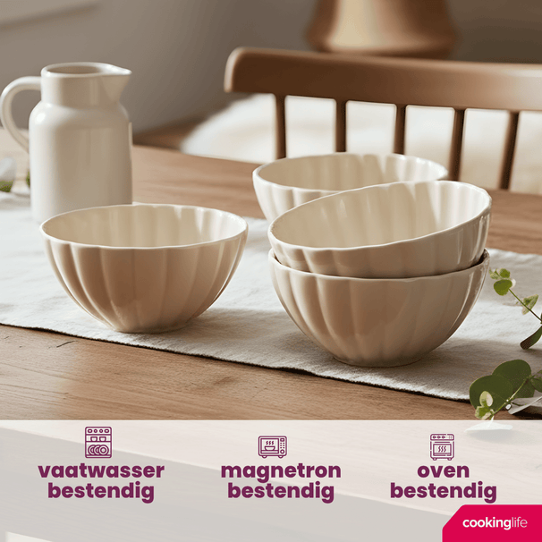 Cookinglife Tazones para sopa / Tazones Cardida Beige ø 14 cm - 6 piezas