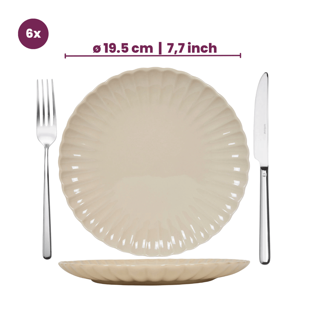 Cookinglife Platos para desayuno / Platos para postre Cardida Beige ø 19.5 cm - 6 piezas