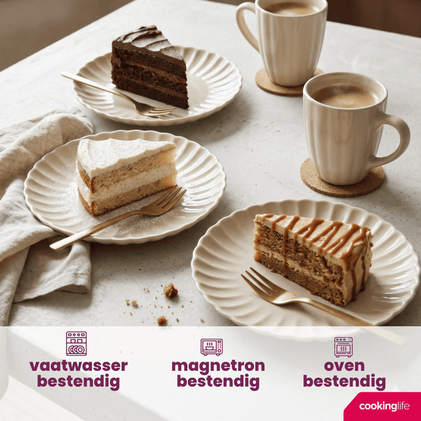 Cookinglife Platos para desayuno / Platos para postre Cardida Beige ø 19.5 cm - 6 piezas
