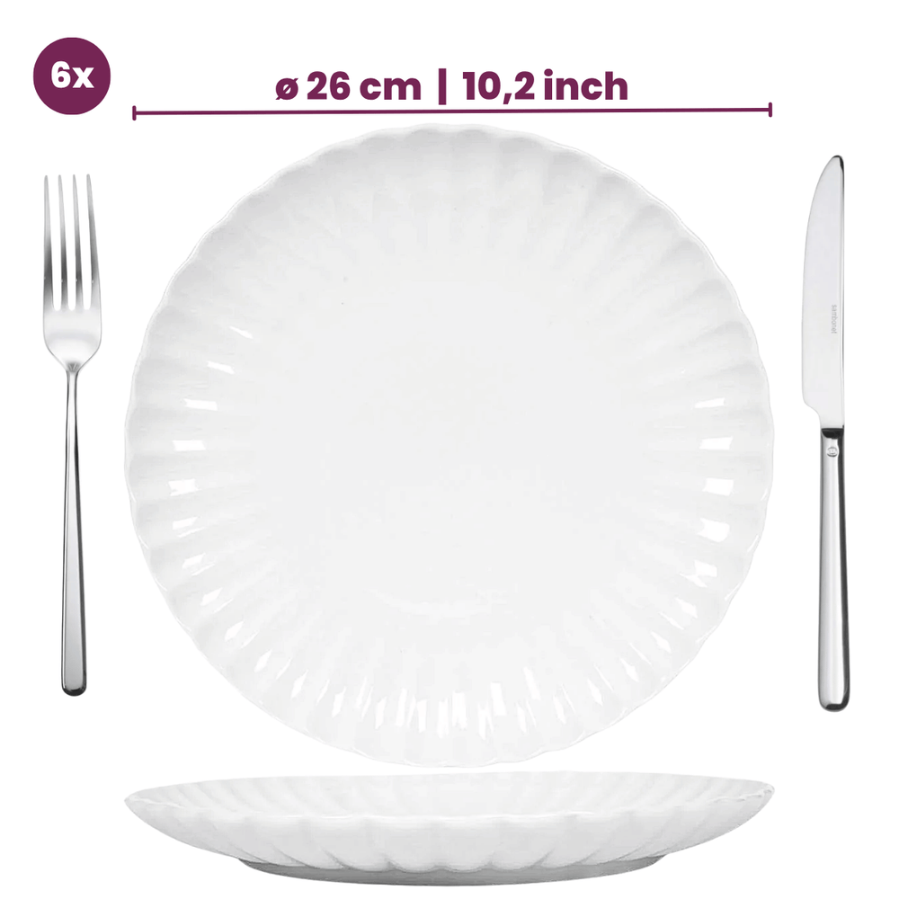 Cookinglife Platos para cena Cardida Blanco roto ø 26 cm - 6 piezas