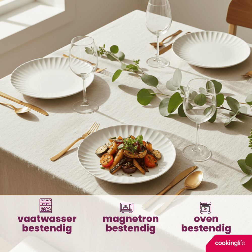 Cookinglife Platos para cena Cardida Blanco roto ø 26 cm - 6 piezas