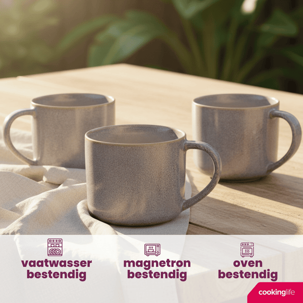 Tazas de Café Serene Blue 330 ml Cookinglife - Cerámica - 4 piezas