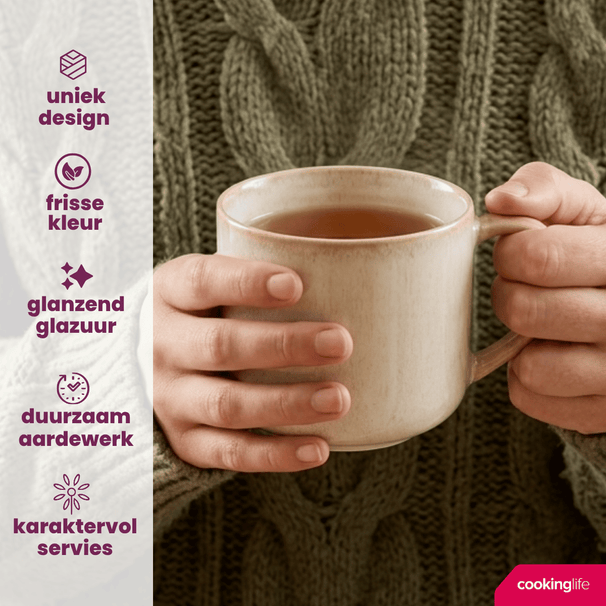 Tazas de Café Serene Arena 330 ml Cookinglife - Cerámica - 4 piezas