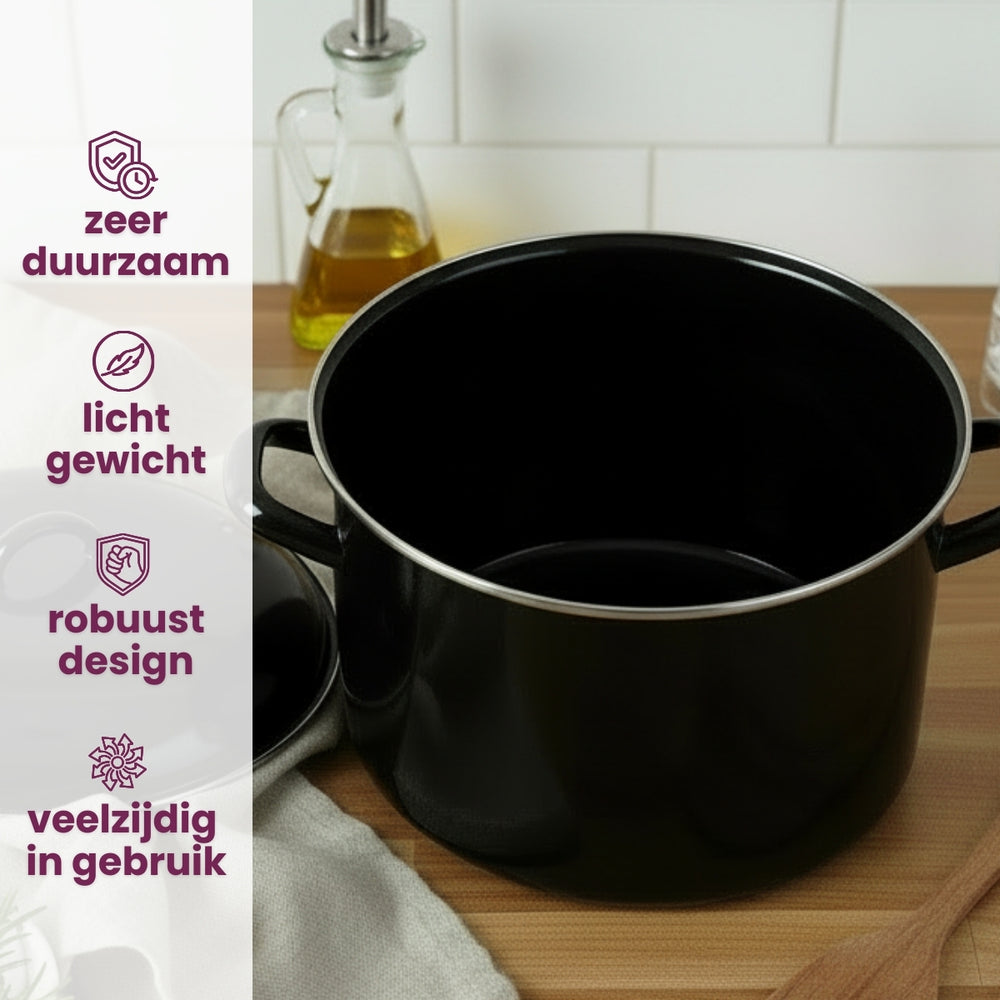 Olla para sopa Cookinglife - Esmalte - Negra - ø 24 cm / 8 litros - capa antiadherente esmaltada