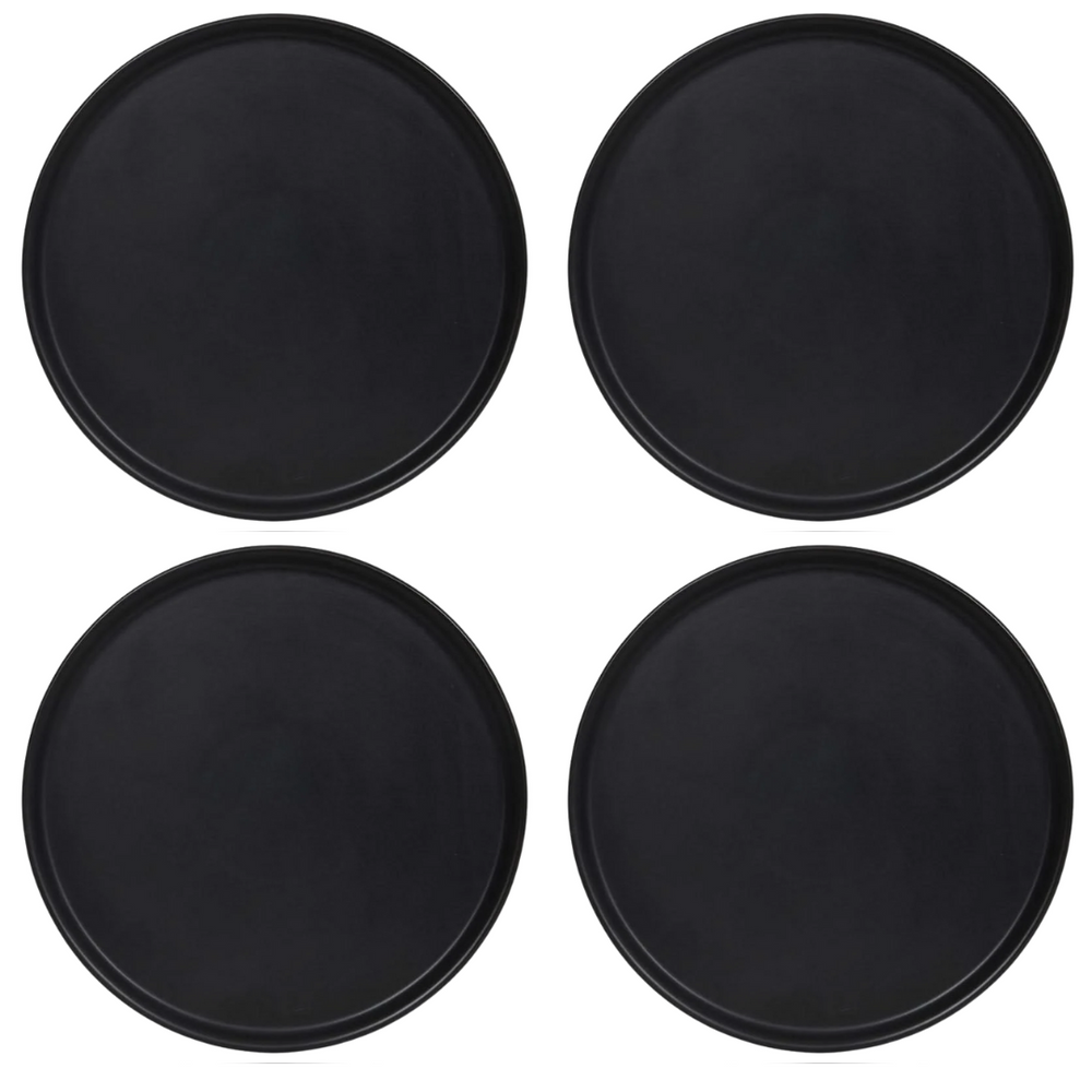 Cookinglife Platos para pizza de cerámica negro Ø 30 cm - Set de 4 Apto para lavavajillas