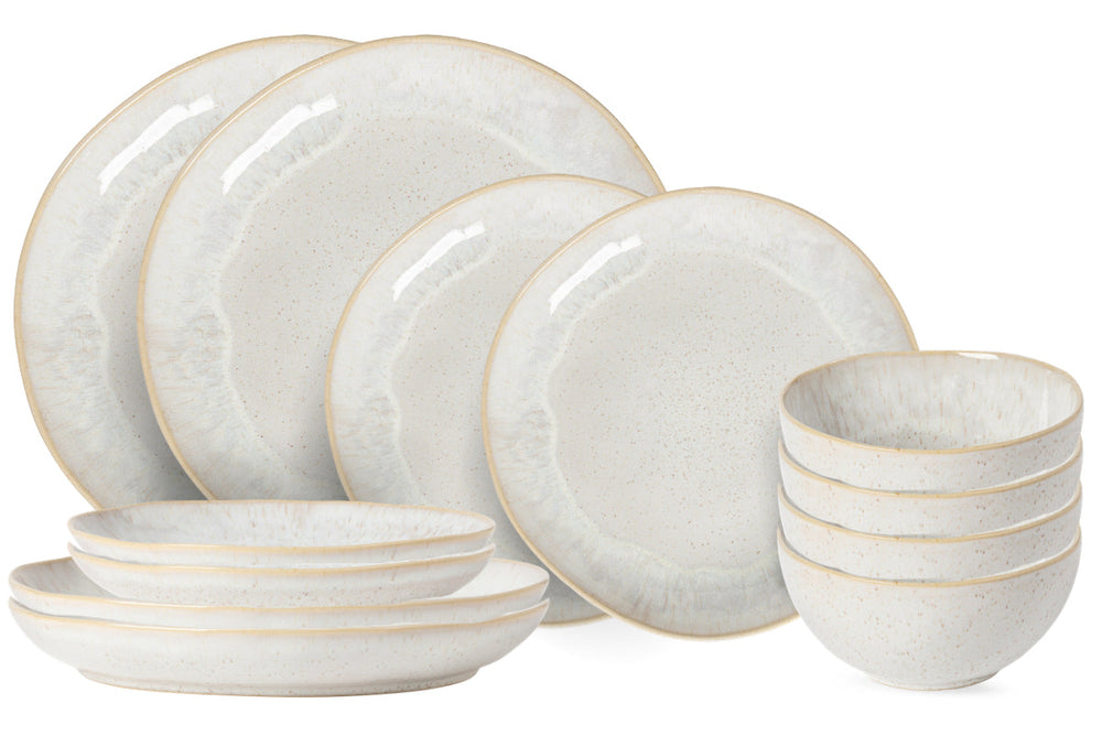 Costa Nova Juego de vajilla Casafina Eivissa Sand Beige 12 piezas / 4 personas - 4 platos llanos, 4 platos de postre & 4 cuencos