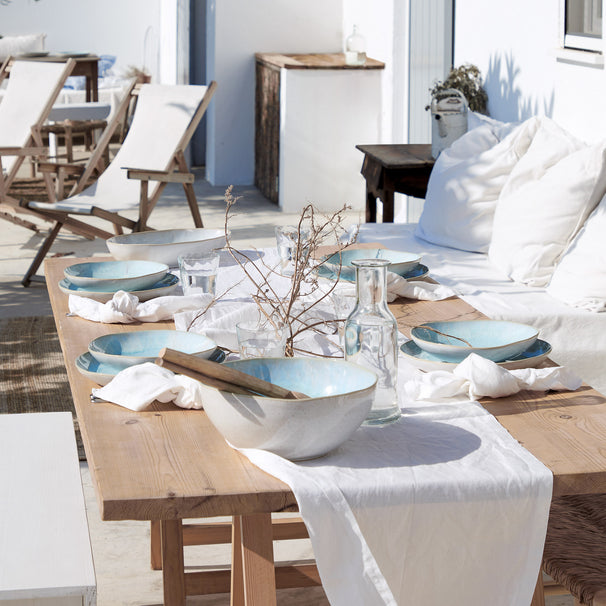 Costa Nova Juego de vajilla Casafina Eivissa Sea Blue 18 piezas / 6 personas - 6 platos de cena, 6 platos de desayuno & 6 cuencos