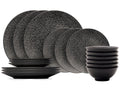 Cosy & Trendy Juego de vajilla Candy Black 18 piezas / 6 personas - 6 platos llanos, 6 platos para desayuno y 6 cuencos