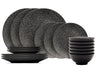 Cosy & Trendy Juego de vajilla Candy Black 18 piezas / 6 personas - 6 platos llanos, 6 platos para desayuno y 6 cuencos