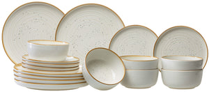 Cosy & Trendy Juego de vajilla Baltic Vanilla 18 piezas / 6 personas - 6 platos llanos, 6 platos para desayuno y 6 cuencos