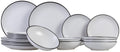 Set de vajilla Cosy & Trendy Speckle - Blanco 18 piezas / 6 personas - 6 platos llanos, 6 platos hondos y 6 platos de desayuno