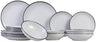 Set de vajilla Cosy & Trendy Speckle - Blanco 18 piezas / 6 personas - 6 platos llanos, 6 platos hondos y 6 platos de desayuno