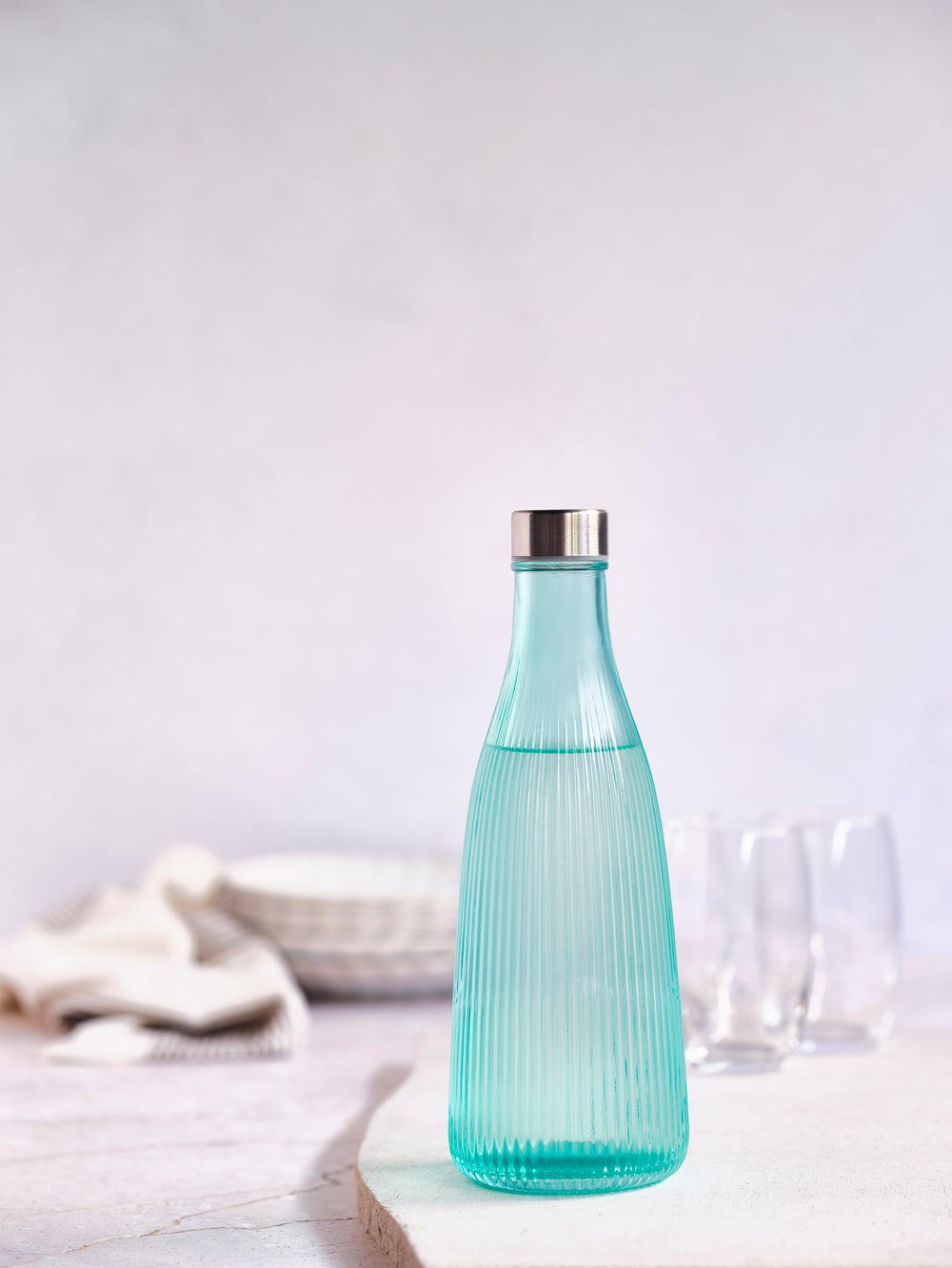 Cosy & Trendy Jarra / Jarra de agua Atla - con tapa de acero inoxidable - Vidrio - Verde Mineral - 1 litro