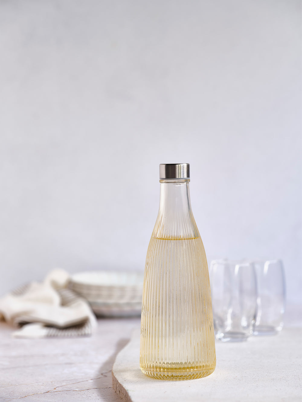 Cosy & Trendy Jarra / Jarra de agua Atla - con tapa de acero inoxidable - Vidrio - Champagne brillante - 1 litro