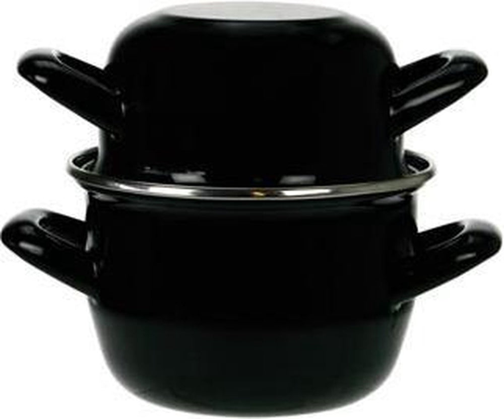 Cosy & Trendy Olla para mejillones - Esmalte - Apta para inducción - Negro - ø 18 cm / 2.8 litros - capa antiadherente esmaltada