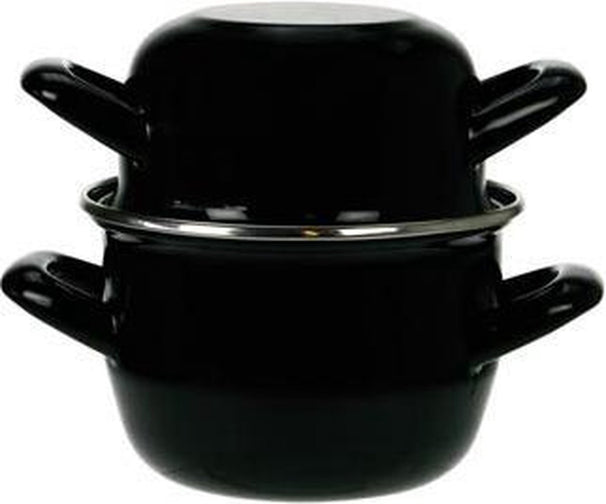 Cosy & Trendy Olla para mejillones - Esmalte - Apta para inducción - Negro - ø 18 cm / 2.8 litros - capa antiadherente esmaltada