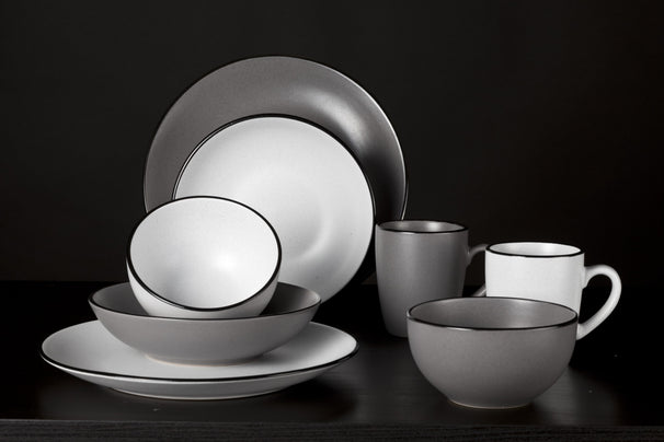 Set de vajilla Cosy & Trendy Speckle - Blanco 18 piezas / 6 personas - 6 platos llanos, 6 platos hondos y 6 platos de desayuno