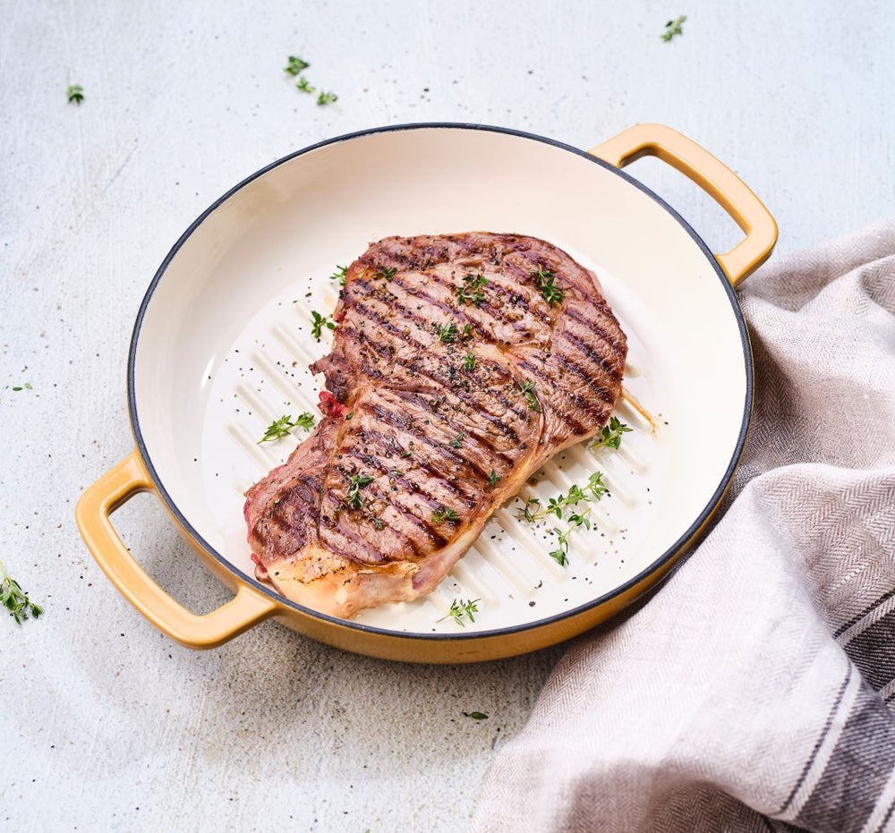 Cosy & Trendy grillpan Fontestic hierro fundido ámbar oro Ø 28 cm - geschikt voor alle warmtebronnen - geëmailleerde anti-aanbaklaag