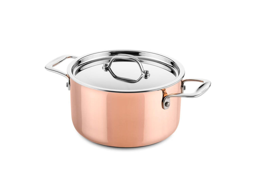 Set de ollas DUCQ de cobre 6 piezas - Olla ø 20, 20, 24 cm & cazo ø 16 cm & cacerola ø 28 cm & sartén ø 26 cm + tapas
