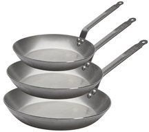 De Buyer Set de Sartenes Lyonnaise Carbone Plus 3 piezas - Acero al carbono - ø 20, 24 & 28 cm - sin revestimiento antiadherente