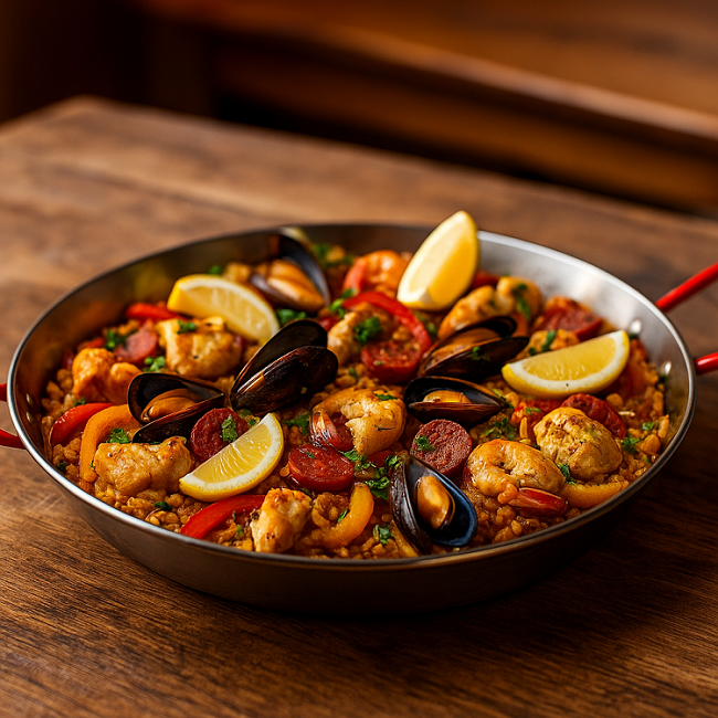 Una auténtica receta de paella española para 4–6 personas