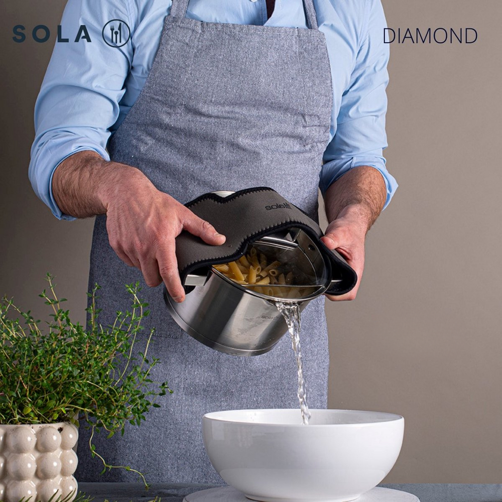 Set de ollas Sola Diamond 5 piezas Acero inoxidable - Compatible con extracción de humos - Ollas ø 16, 18, 20, 24 cm y cazo ø 16 cm - apto para todas las fuentes de calor