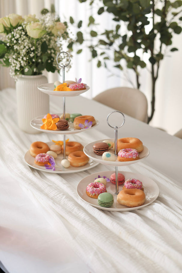 Cookinglife Etagère Porcelana de 2 niveles ø 17 y 21 cm - Torre para servir aperitivos y postres