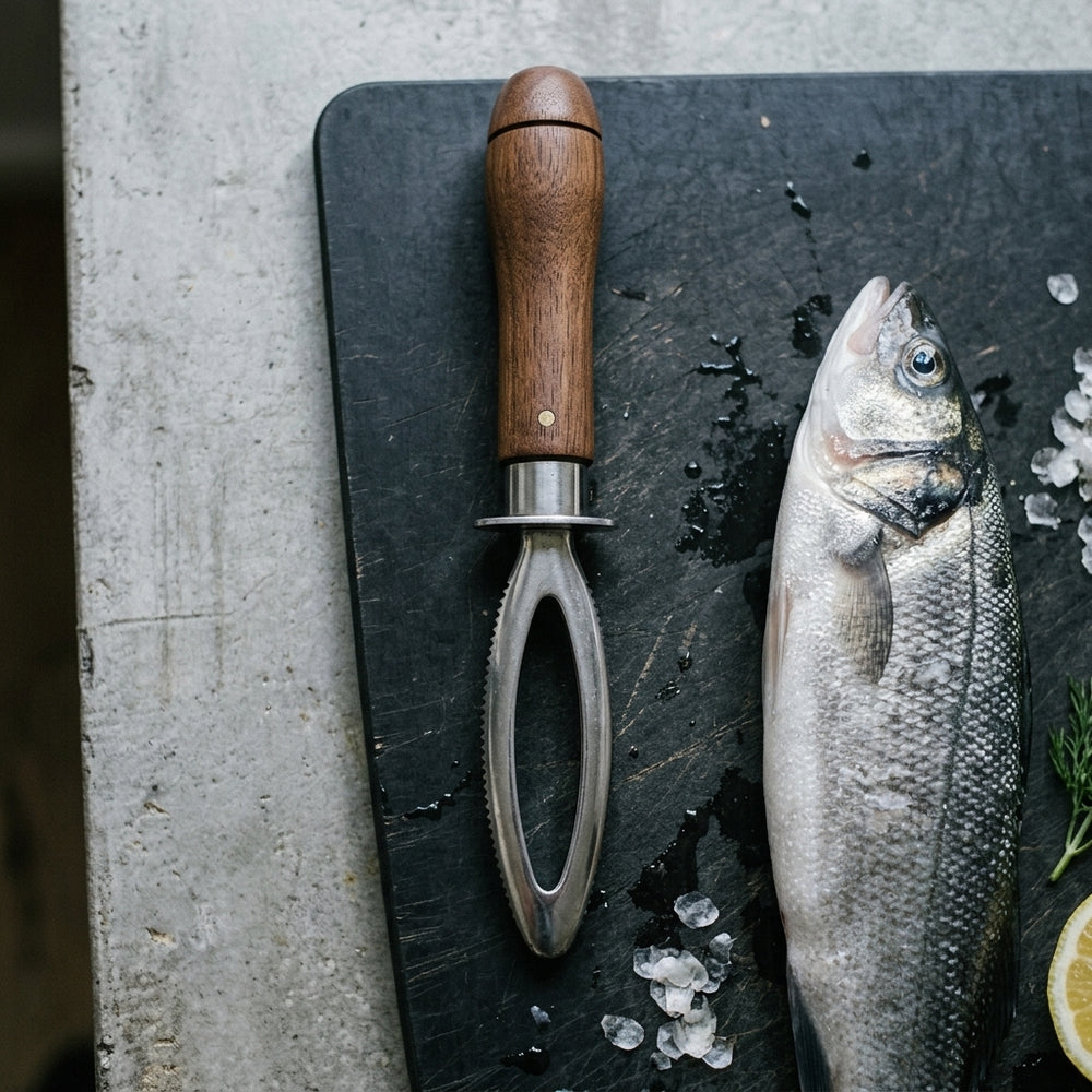 Crafts La Marée Escamador de Pescado Nogal - 21,4 cm