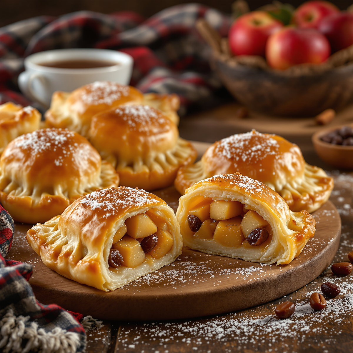 Manzanas dulces en crujiente hojaldre