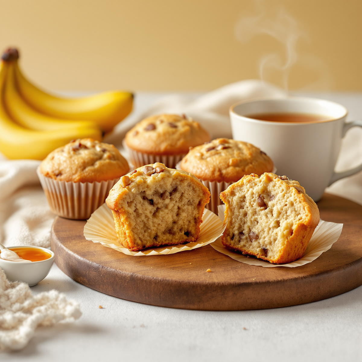 Deliciosos muffins de plátano calentitos