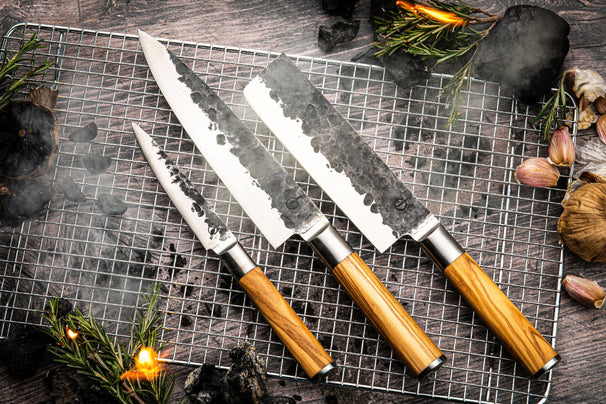 Set de cuchillos Forged Olive - 3 piezas - Cuchillo de chef, cuchillo de picar y cuchillo universal
