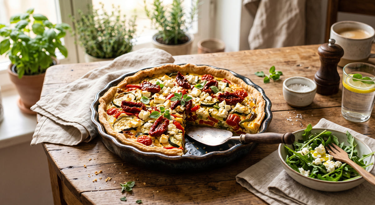 Una sabrosa quiche llena de color, sabor y queso cremoso.