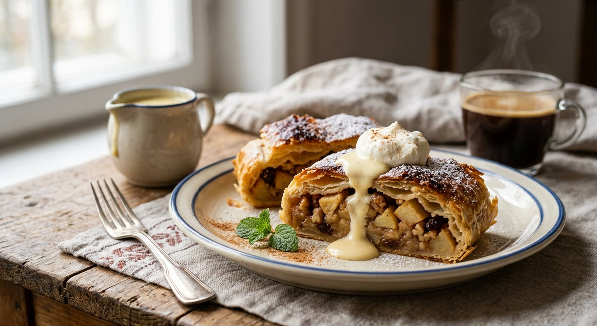 Crujiente, dorada y rellena de manzana y canela