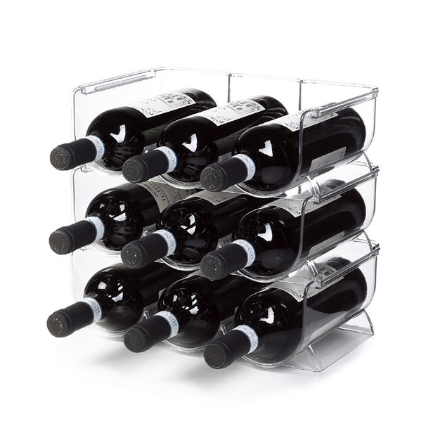Ghidini Estante para vino / Soporte para 3 botellas - Plástico - Apilable - Expandible