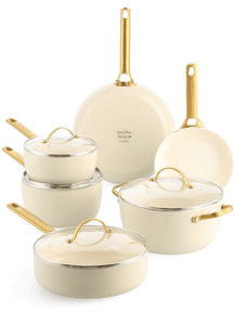 GreenPan Set de Ollas Padova Reserve Crema Blanca 6 piezas - Recubrimiento antiadherente cerámico - Olla ø 24 cm, Cazo ø 18, 20 cm, Sartén ø 20, 28 cm y Sartén para saltear ø 24 cm