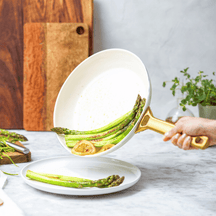GreenPan Set de Ollas Padova Reserve Crema Blanca 6 piezas - Recubrimiento antiadherente cerámico - Olla ø 24 cm, Cazo ø 18, 20 cm, Sartén ø 20, 28 cm y Sartén para saltear ø 24 cm