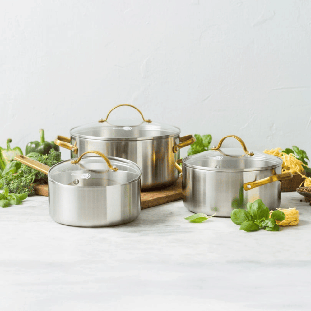 GreenPan Set de Ollas Padova Reserve 5 piezas - Triply - Olla ø 20, 24 cm, Cazo ø 18 cm y Sartén ø 20 y 28 cm