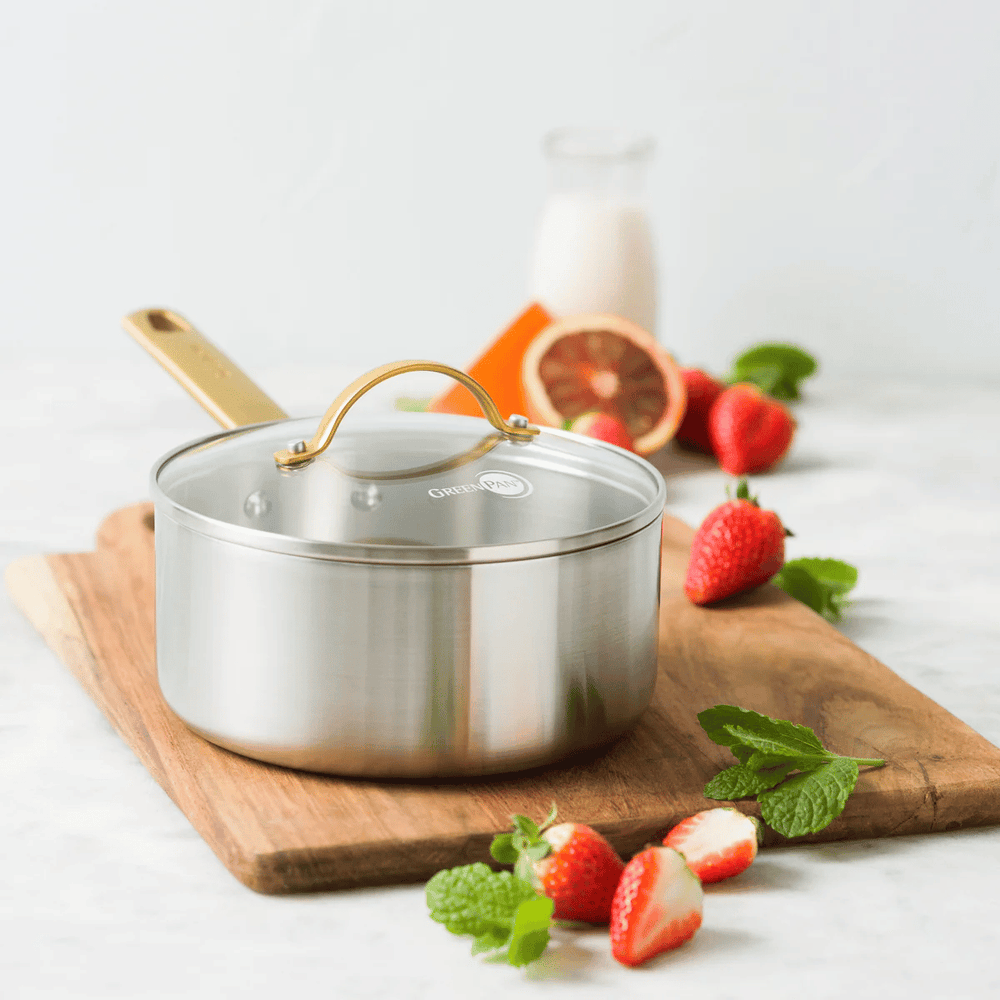 GreenPan Set de Ollas Padova Reserve 5 piezas - Triply - Olla ø 20, 24 cm, Cazo ø 18 cm y Sartén ø 20 y 28 cm