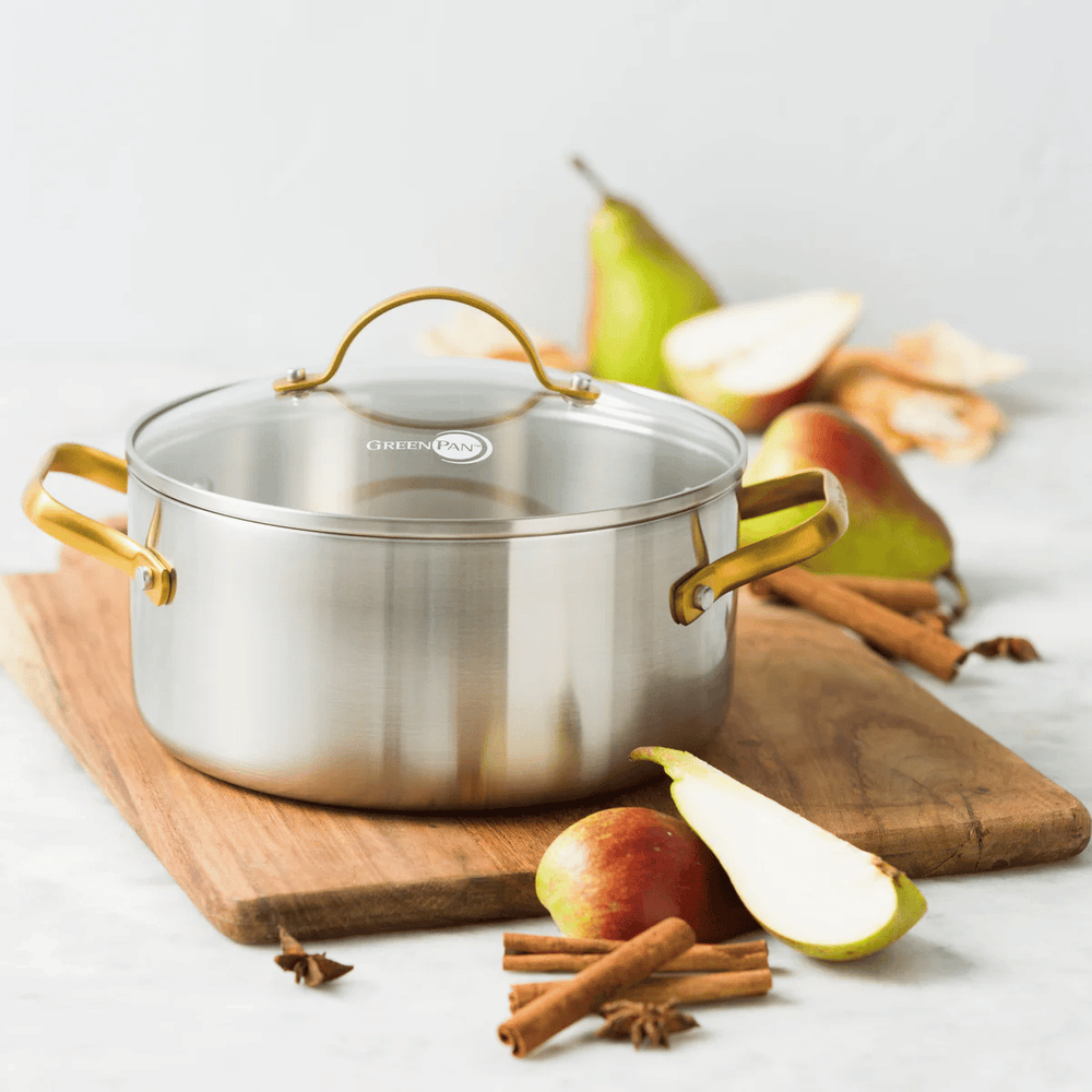 GreenPan Set de Ollas Padova Reserve 5 piezas - Triply - Olla ø 20, 24 cm, Cazo ø 18 cm y Sartén ø 20 y 28 cm