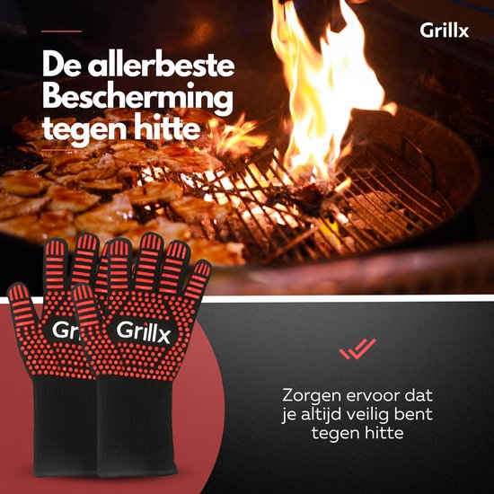 GrillX BBQ Guantes / Guantes de horno - Agarre extra - 2 unidades