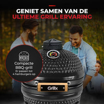 GrillX Kamado Barbecue - 13 Inch - Inclusivo Funda - Barbacoa Egg - Barbacoa de Carbón - Negro - Ø 27 cm