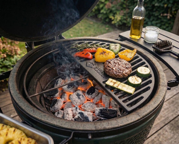 Cookinglife Grill Parrilla Media Luna de Hierro Fundido - Compatible con Kamados de 46 cm