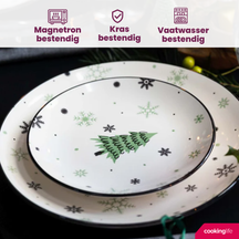 Cookinglife Juego de vajilla - Vajilla de Navidad - Cerámica - Verde 18 piezas / 6 personas - 6 platos de cena, 6 platos de desayuno & 6 cuencos