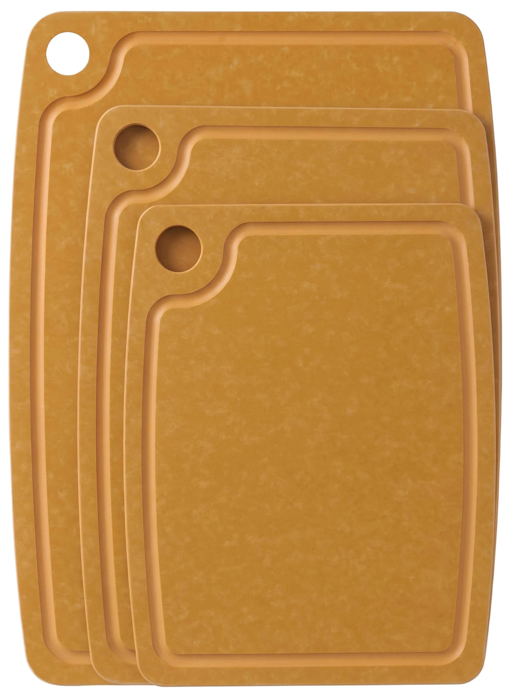 Hendi Juego de tablas de cortar antideslizante - apto para lavavajillas - fibra de madera marrón - 3 piezas