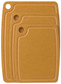 Hendi Juego de tablas de cortar antideslizante - apto para lavavajillas - fibra de madera marrón - 3 piezas