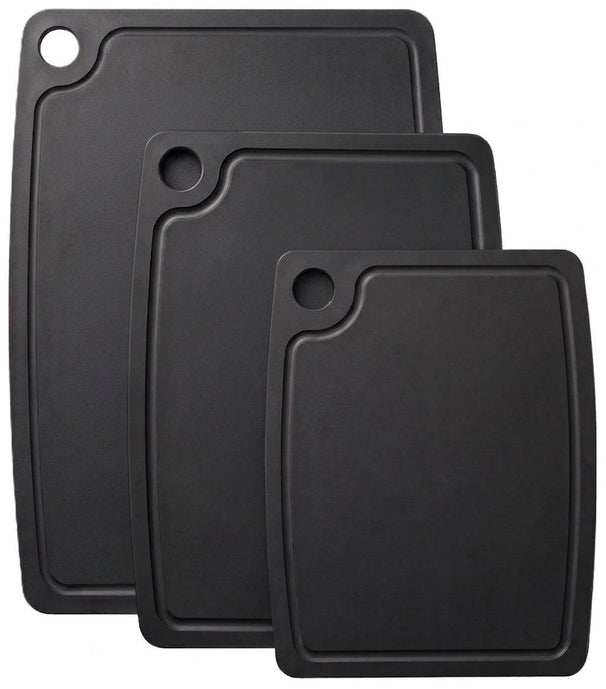 Hendi Set de tablas de cortar antideslizantes - aptas para lavavajillas - fibra de madera negra - 3 piezas