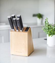 Bloque de cuchillos Gourmet Madera de abedul - 6 piezas - Afilador de cuchillos integrado