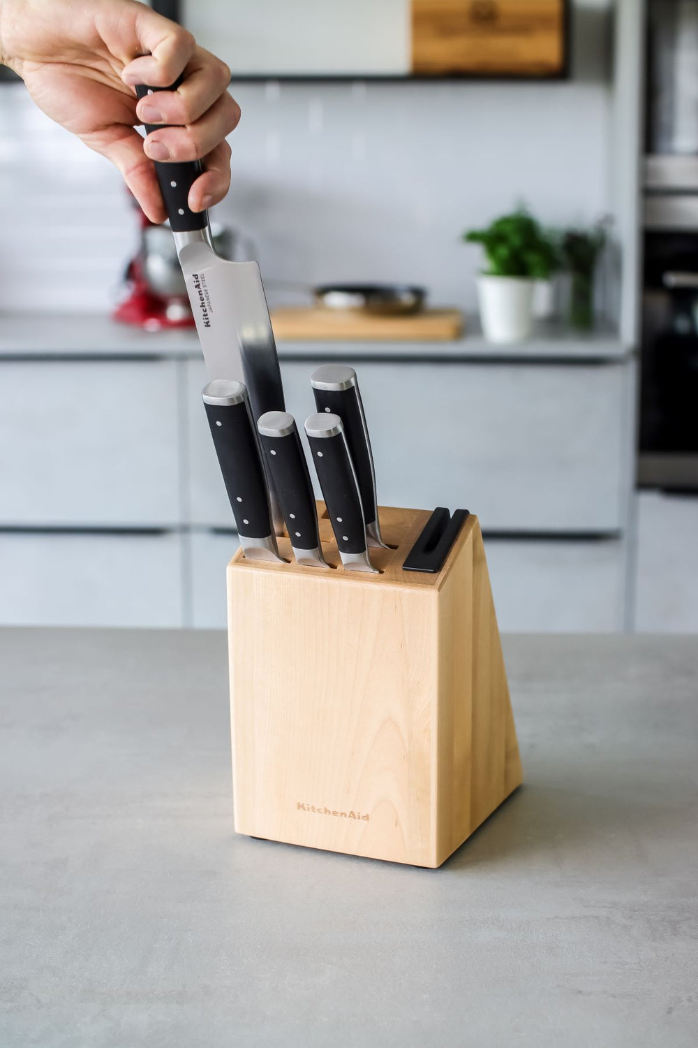 Bloque de cuchillos Gourmet Madera de abedul - 6 piezas - Afilador de cuchillos integrado