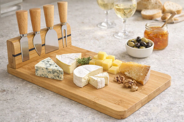Cookinglife Set de cuchillos para queso 5 piezas de acero inoxidable - Para cortar y servir queso