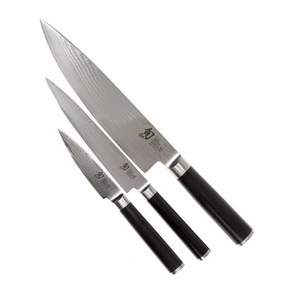 Set de cuchillos Kai Shun Classic - acero damasco de 32 capas - (Cuchillo de oficina + Cuchillo universal + Cuchillo de chef) 3 piezas - DMS-300